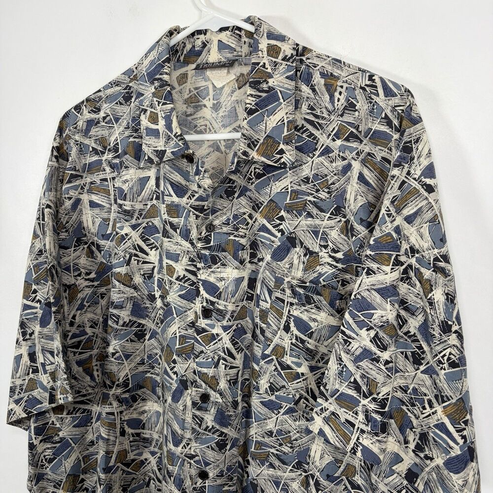 VTG Triumph Of California Short Sleeve Button Disco Shirt XL Geometric 70s 80s